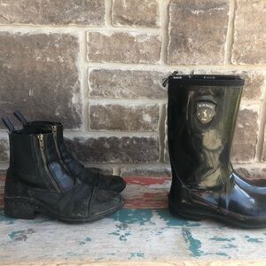 Girls Horseback Auken Riding and Kamik Rain Boots